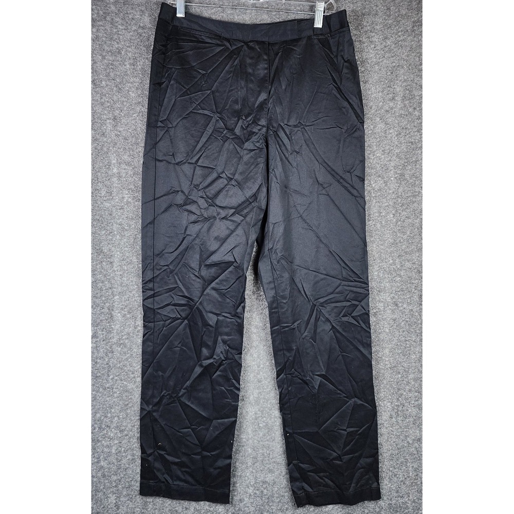 Liz Claiborne‎ Lizsport Audra Pants Women 12 Black Wrinkle Free Cotton Straight